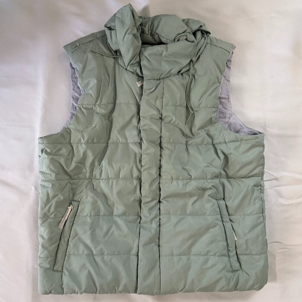 Vintage Ralph Lauren Vest Womens LARGE Green Puffer Y2K Hooded Tartan Label Ful